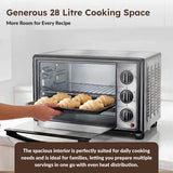 Prestige Oven Toaster Griller 28L with Rotisserie & Convection (POTG 28AC) | Stainless Steel Built-in OTG | 5 Function Controls, Airfry & 60-Min Timer | Non-Induction Base-42342