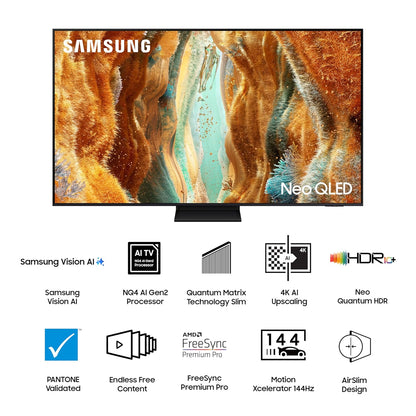 Samsung | 139.7 cm 55" 4K NeoQLED Smart TV | NQ4 AI Gen2 Processor | Neo Quantum HDR & Quantum Matrix Tech | Motion Xcelerator 144Hz | FreeSync Premium Pro | OTS & Active Voice Amp Pro | Built-in Zigbee | AirSlim Design-QA55QN70FAULXL