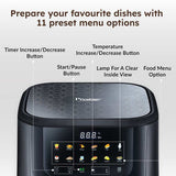Prestige Crysta Chef 5.5L Electric Air Fryer (ABS Plastic Body) with See-Through Window | High-Capacity Non-Stick Frying Basket, Safety Interlocking & Smart Hot Air Circulation | Includes Food-Grade Oil Brush-41422