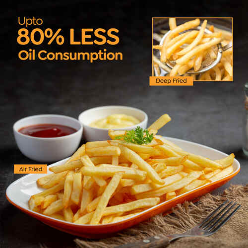 Prestige Crysta 4.5L Digital Air Fryer (1600W) with See-Through Window | 9 Preset Menus, Touch Control, Non-Stick Frying Basket & Safety Interlock | Includes Food-Grade Oil Brush, Ideal for Baking, Grilling, Roasting-41409