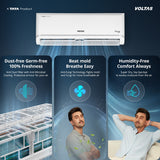 Voltas 1.5 Ton 3 Star Inverter Split AC (183V Vectra Zen Silver, White) | 4-Step Adjustable Mode (0.7/1/1.2/1.5) | Anti-Microbial Air Filtration | 100% Copper | Stabilizer Free (110V - 285V) | Max Cooling 5200W | Self Diagnosis | R32