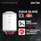 Kenstar Aqua Glass 10-Litre Storage Water Heater with Whirlflow Technology, 5-Star Energy Rating & Glasslined Tank