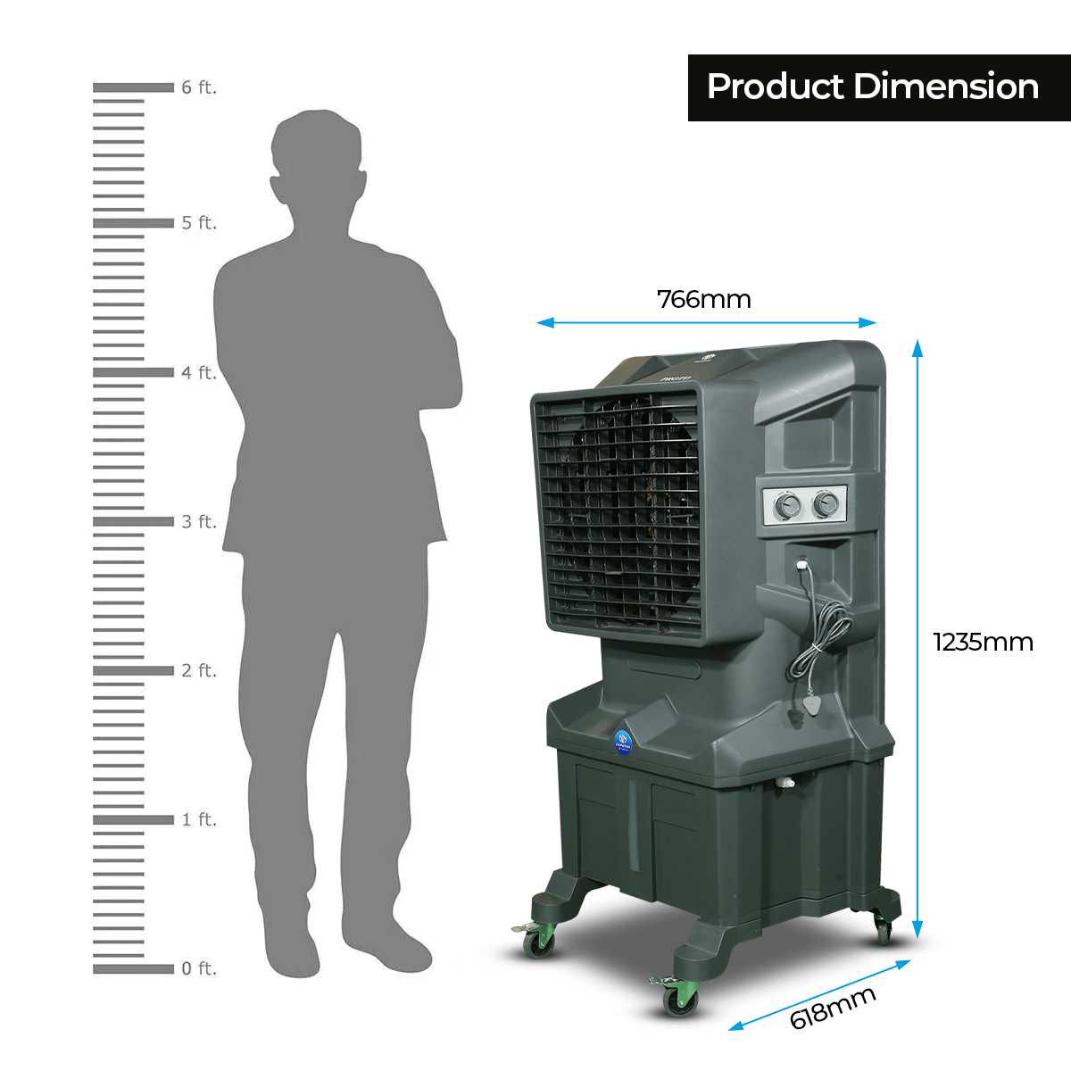 Novamax Proto 75L Desert Air Cooler with Honeycomb Cooling, 5000 CFM Powerful Air Delivery, 90ft Air Throw, High-Speed Fan, Auto Water Refill, Inverter Compatible & Shockproof Body (Grey)