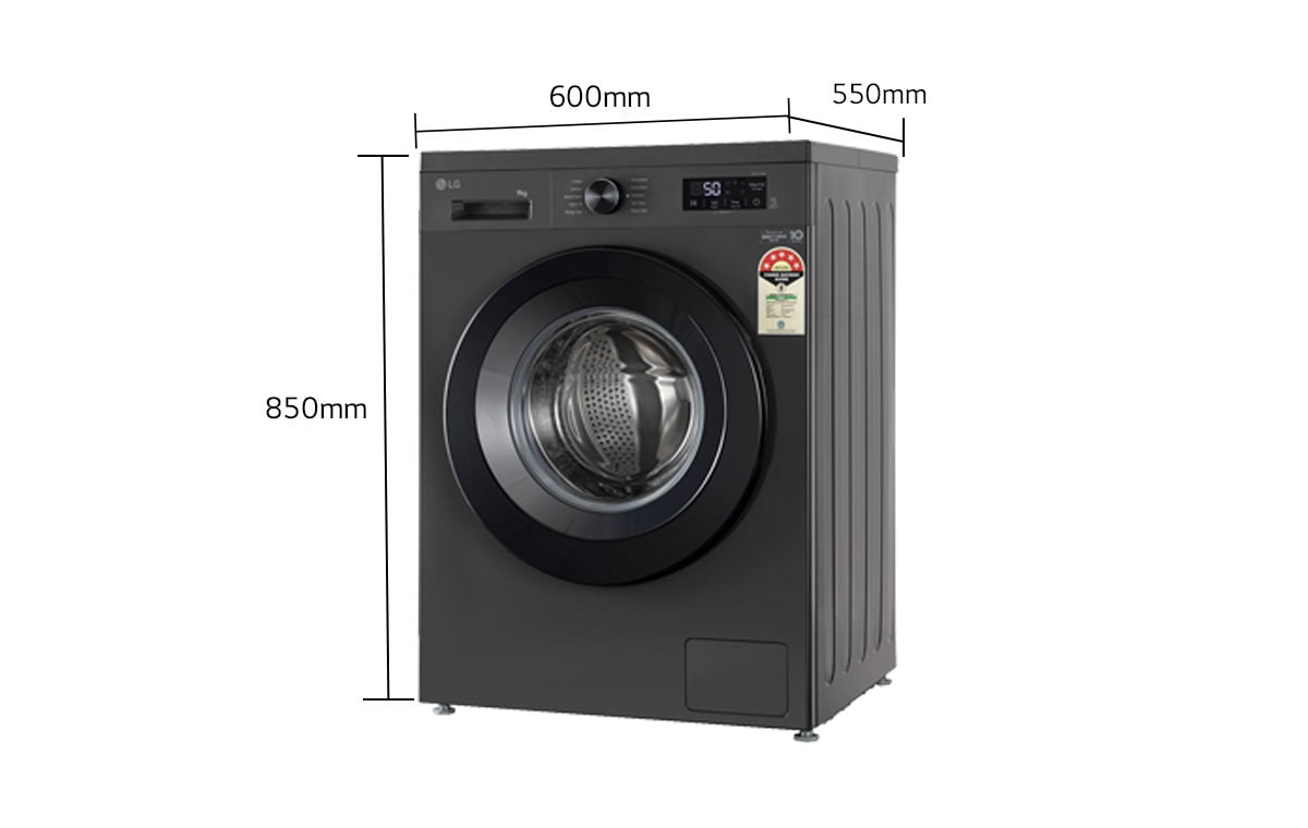 LG 8 kg 5 Star, Inverter Direct Drive Technology, 6 Motion DD, Steam Fully Automatic Front Load Washing Machine with In-built Heater Black, Grey  (FHB1208Z2M)