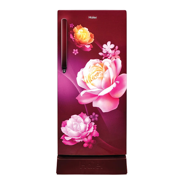 Haier 190 L, 2 Star, Red Noisettes Finish Direct Cool Single Door Refrigerator with Base Drawer - HRD-2102PRN-P (Red Noisettes)