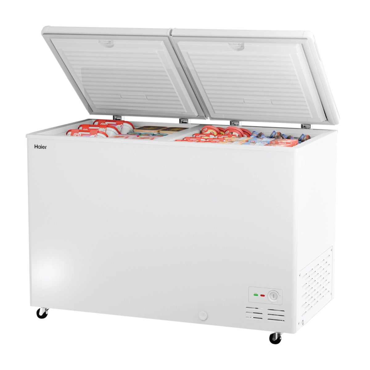 Haier Hard Top Double Door Chest Freezer, 439L | 5-Star Energy Rating | Convertible Temperature (≤-18°C to 10°C) | R290a Eco-Friendly Refrigerant | 4-Year Comprehensive Warranty | White Finish-HFC-500DPW5