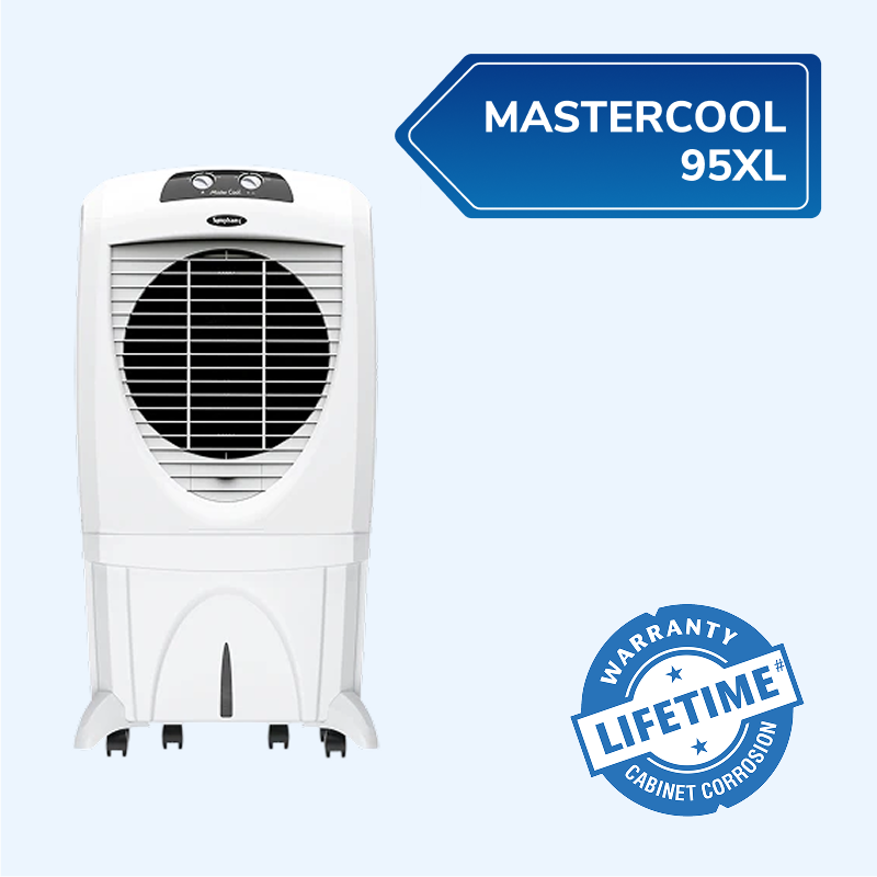 Symphony Mastercool 95 XL 90-Litre Desert Air Cooler (White/Grey, Honeycomb Pads, Powerful Fan, 4-Way Auto Louver, High Air Throw)