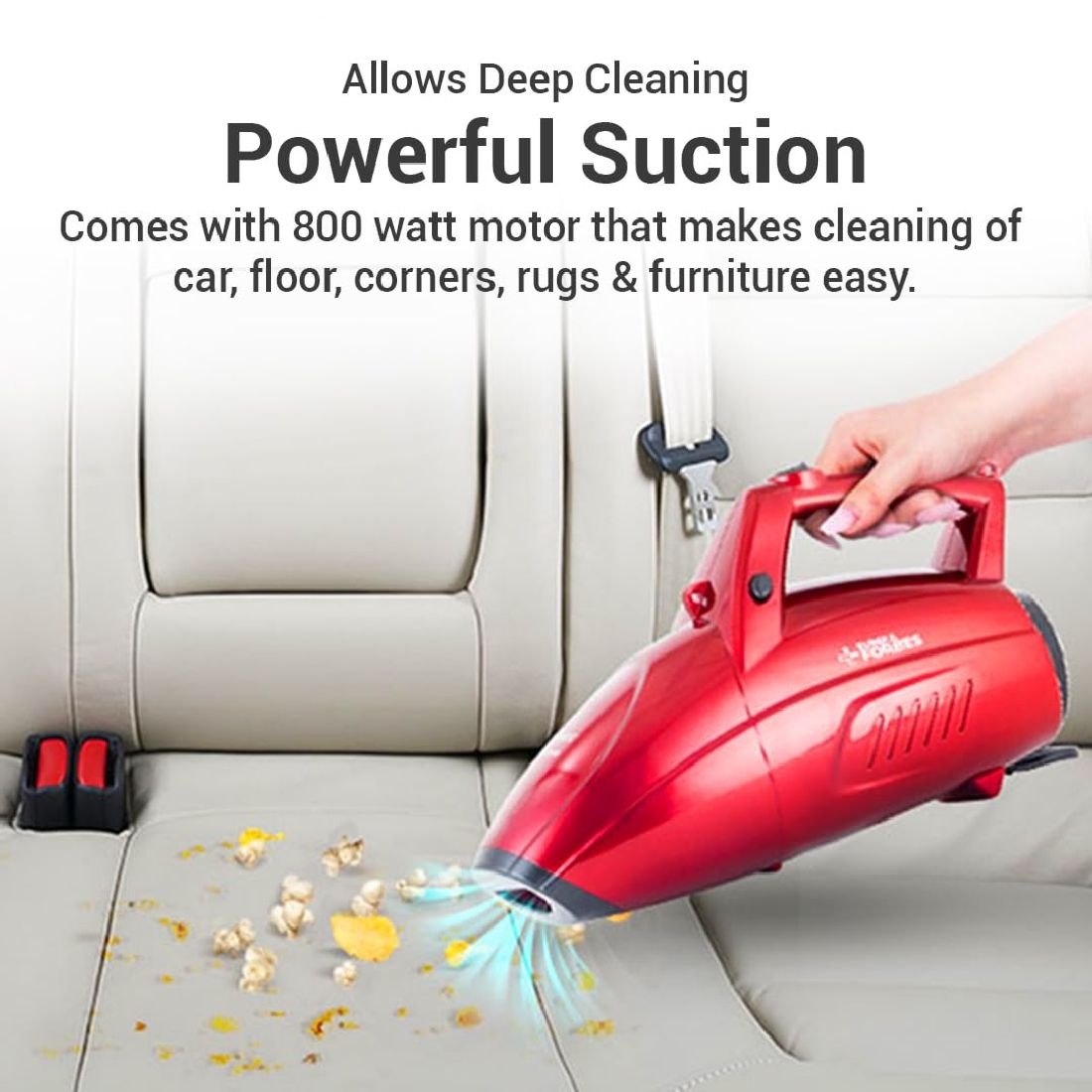 Eureka Forbes Super Clean Handheld Vacuum Cleaner with Blower Function | 800W Powerful Motor | 16 KPA Suction | 162 Accessories Included | 5 Meter Cord | 0.5L Dust Capacity | Lightweight & Portable Design | Red-EUR1211329