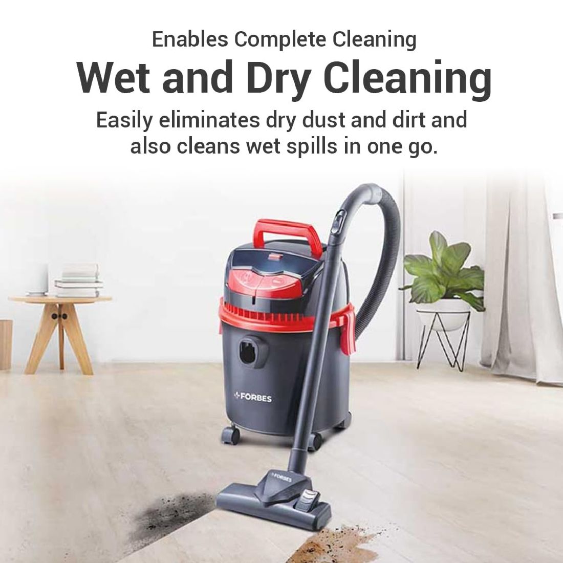 Eureka Forbes Trendy Wet & Dry Vacuum Cleaner (1150W) | Dual Function with Powerful 1800mm Suction & 1300L/min Blower | 102 Accessories Included | Red & Black | Ideal for Home & Office Deep Cleaning