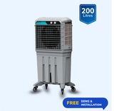 Symphony Movicool L 200 Commercial Desert Air Cooler - 180L, 8500 m³/hr Airflow, Powerful 324 sq. m. Air Throw, 3-Side Honeycomb Pads, 225W Low Power Consumption, Auto Louver, Engineering Plastic Fan