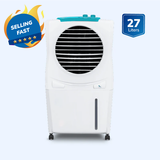 Symphony Ice Cube 27 Personal Air Cooler For Home with Powerful Fan, 3-Side Honeycomb Pads, i-Pure Technology and Low Power Consumption (27L, White)