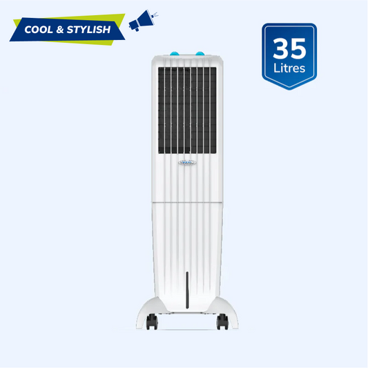 SYMPHONY DIET 35T Personal Tower Air Cooler | Slim & Tall Design | 35-Litre Tank Capacity | 165W Power Consumption | Suitable for Rooms up to 15 m² | Auto Louver Movement | Powerful Blower | Cellulose Cooling Media | Cool Flow Dispenser