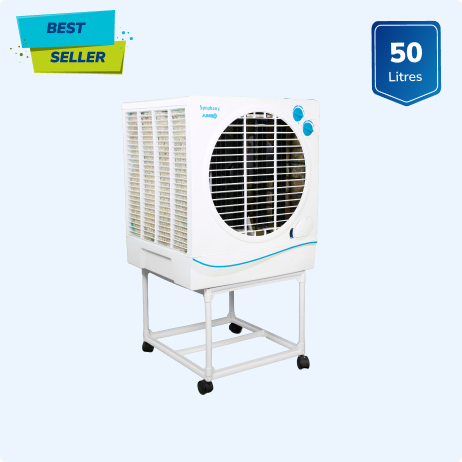 Symphony Jumbo 51 Desert Air Cooler - 50L, Aspen Cooling Pads, Powerful Fan with Whisper-Quiet Performance, 185W Low Power Consumption, Free Trolley Included, Ideal for Rooms up to 35 sq. m (376 sq. ft)
