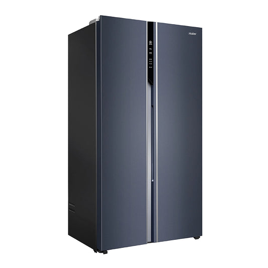 Haier 596L 3 Star Frost Free Side by Side Refrigerator with Inverter Compressor | Convertible SBS | Toughened Glass Shelves | Recess Handle - HES-690GK