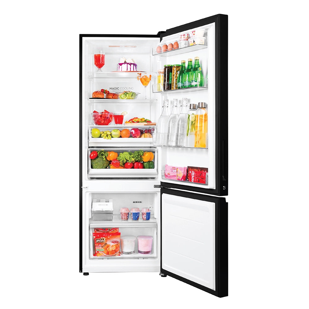 Haier 325 L 2-Star Frost Free Double Door Bottom Mounted Refrigerator (HRB-3752PKGA-P, Black Glass)