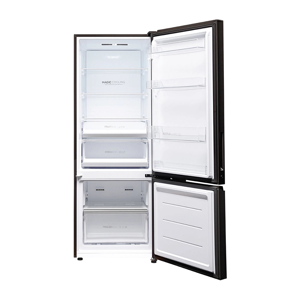 Haier 325 L 2-Star Frost Free Double Door Bottom Mounted Refrigerator (HRB-3752PKGA-P, Black Glass)