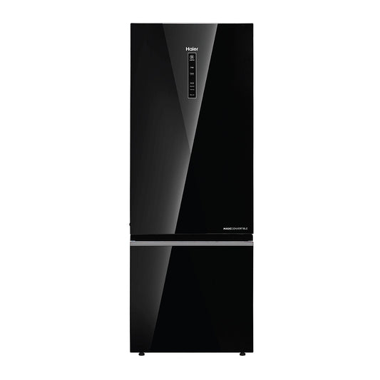 Haier 325 L 2-Star Frost Free Double Door Bottom Mounted Refrigerator (HRB-3752PKG-P, Black Glass)