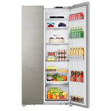 Haier 540 Litre Side By Side Refrigerator | 3 Star | Frost Free Cooling Technology with Inverter Compressor | Fusion Steel Door Finish with Recess Handle | Toughened Glass Shelves for Durability | Twist Ice Maker | Eco-Friendly R600a Refrigerant-HRS-615FS