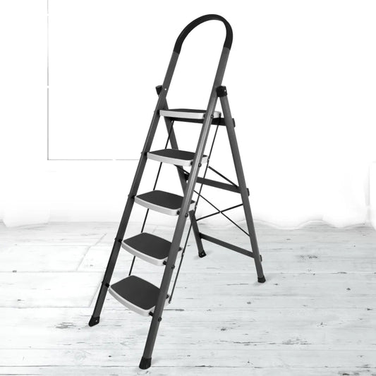 Allfold Hunter 5-Step Mild Steel Folding Ladder - Durable, Portable & 150kg Load Capacity for Home, Kitchen, and Office use
