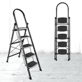 Allfold Hunter 5-Step Mild Steel Folding Ladder - Durable, Portable & 150kg Load Capacity for Home, Kitchen, and Office use