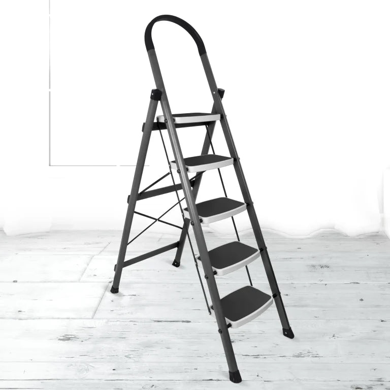 Allfold Hunter 5-Step Mild Steel Folding Ladder - Durable, Portable & 150kg Load Capacity for Home, Kitchen, and Office use