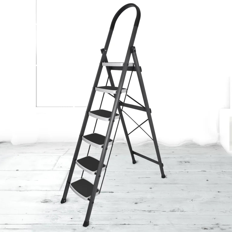 Allfold Hunter 6-Step Mild Steel Folding Ladder - Durable, Portable & 150kg Load Capacity for Home, Kitchen, and Office use