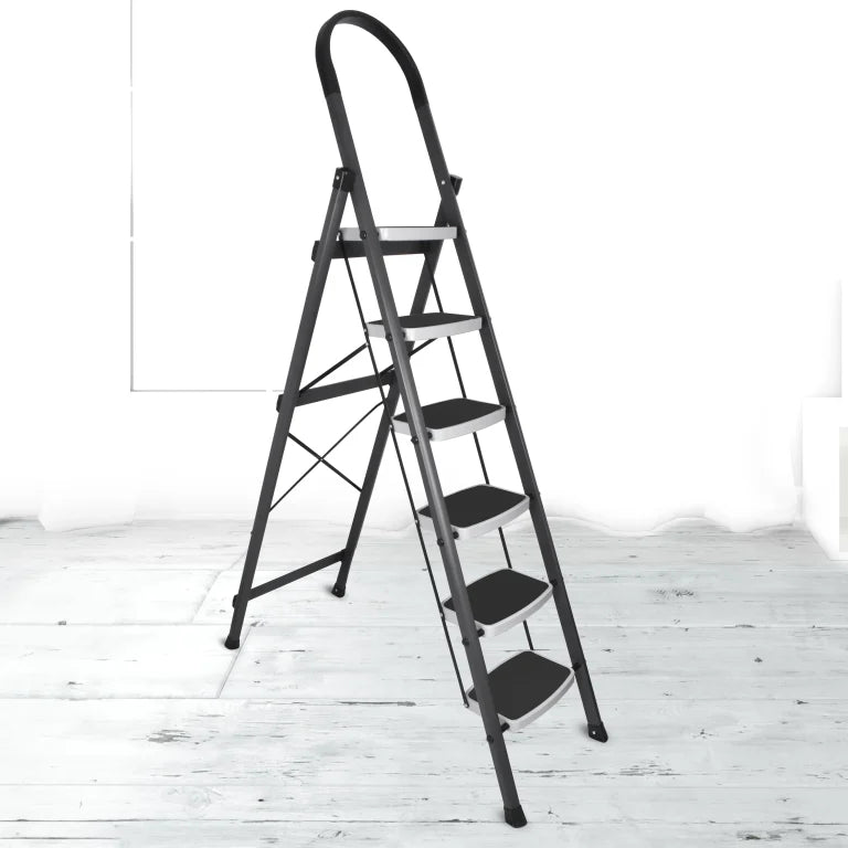 Allfold Hunter 6-Step Mild Steel Folding Ladder - Durable, Portable & 150kg Load Capacity for Home, Kitchen, and Office use