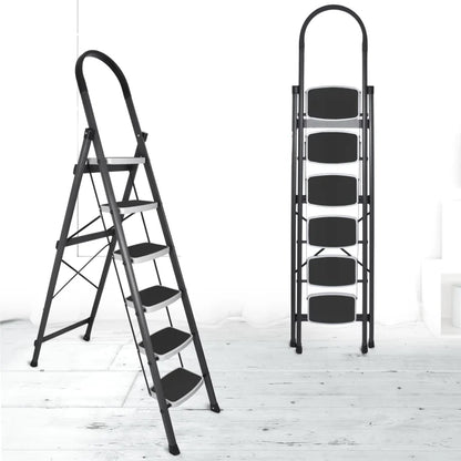 Allfold Hunter 6-Step Mild Steel Folding Ladder - Durable, Portable & 150kg Load Capacity for Home, Kitchen, and Office use