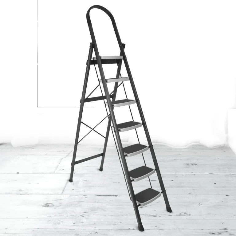 Allfold Hunter 7-Step Mild Steel Folding Ladder - Durable, Portable & 150kg Load Capacity for Home, Kitchen, and Office use