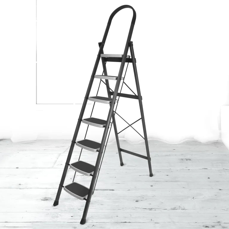 Allfold Hunter 7-Step Mild Steel Folding Ladder - Durable, Portable & 150kg Load Capacity for Home, Kitchen, and Office use