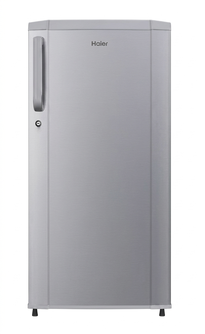 Haier 165L 1-Star Direct Cool Single Door Refrigerator with External Handle, Wired Shelves, and LED Interior Light-(Moon Silver, HRD-1851SMSA-P)