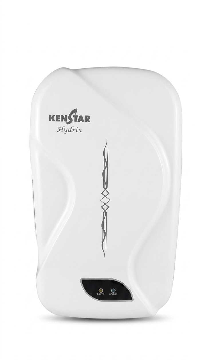 KENSTAR Hydrix 3 L Instant Water Heater (3000 W,White) - Stainless Steel Tank, 6.5 Bar Rated Pressure, Thermal Cutoff, Nickel-Coated Copper Heating Element,With Free Installation and Pipes