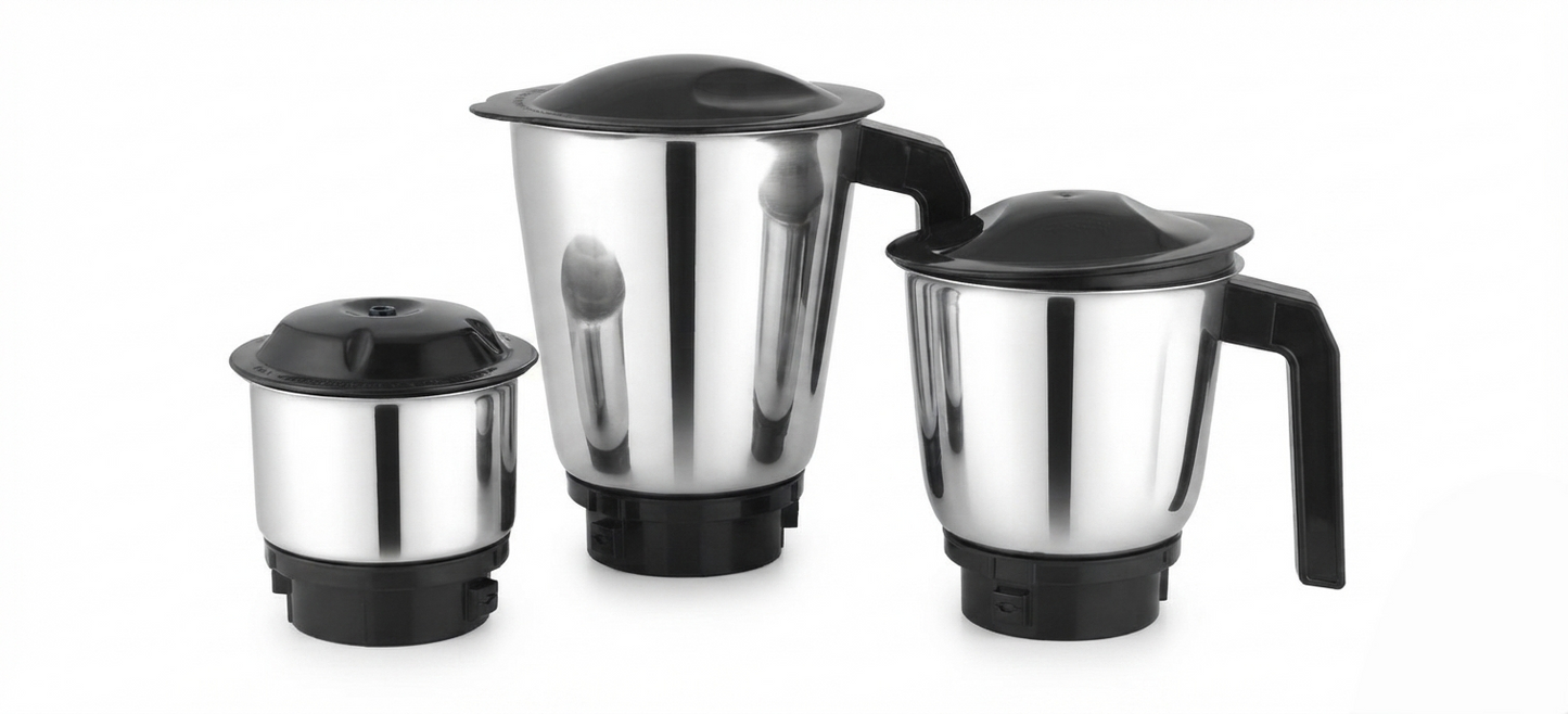 Preethi D'Lite Heavy Duty Mixer Grinder , 750W Powerful Motor, 3 Stainless Steel Jars (1.25L, 0.75L, 0.4L) with 50% Faster Grinding- Model MG285