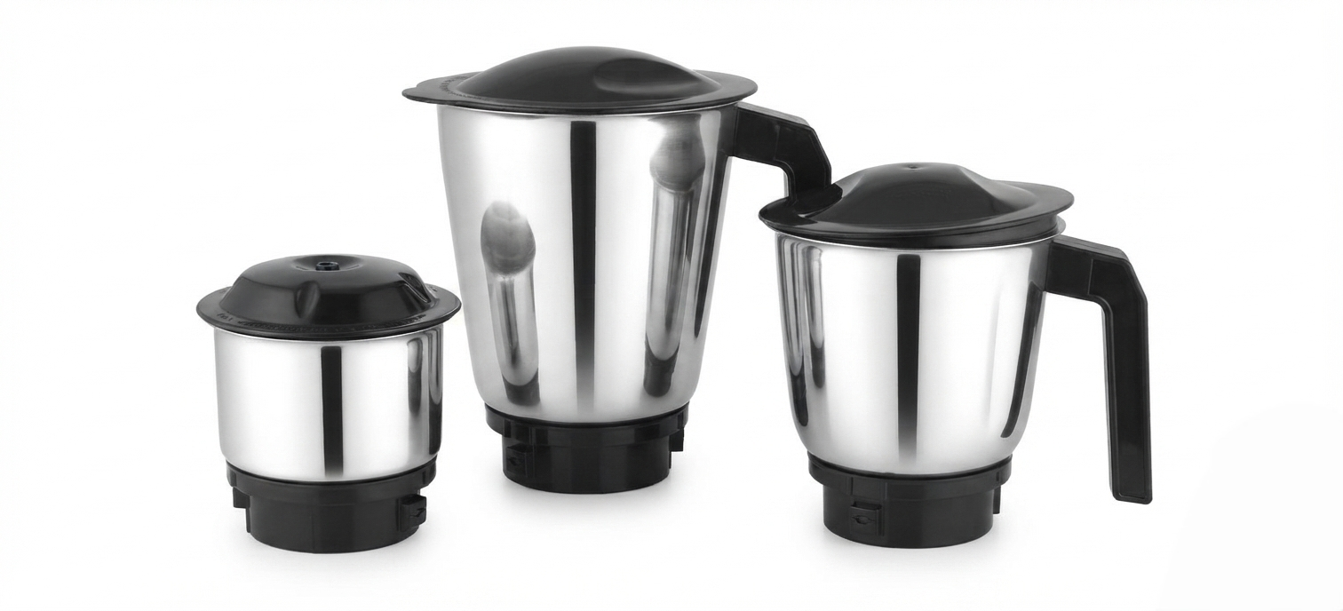 Preethi D'Lite Heavy Duty Mixer Grinder , 750W Powerful Motor, 3 Stainless Steel Jars (1.25L, 0.75L, 0.4L) with 50% Faster Grinding- Model MG285