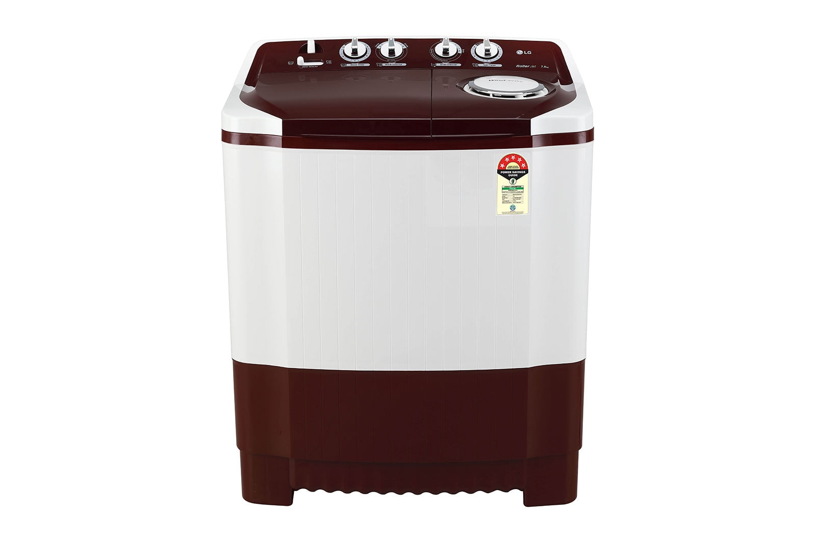 LG 7.5 KG 5 Star Semi Automatic Top Load Washing Machine | Wind Jet Dry | Roller Jet Pulsator | Lint Collector | 3 Wash Programs (P7510RRAZ, Burgundy)