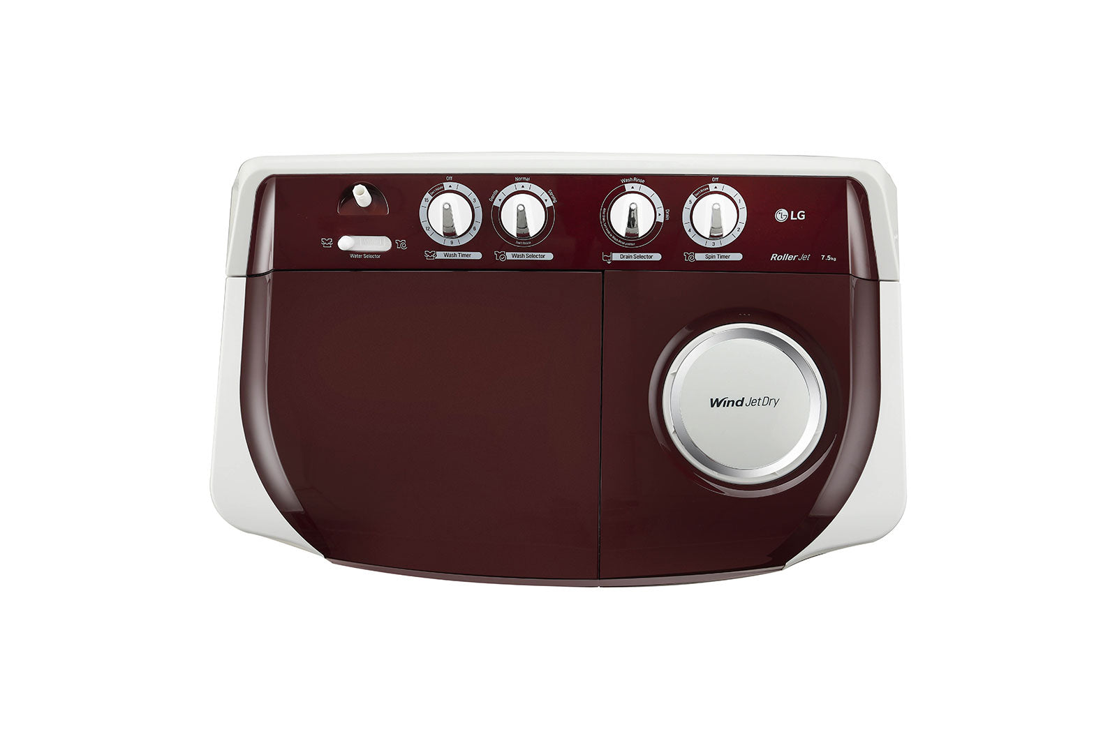 LG 7.5 KG 5 Star Semi Automatic Top Load Washing Machine | Wind Jet Dry | Roller Jet Pulsator | Lint Collector | 3 Wash Programs (P7510RRAZ, Burgundy)