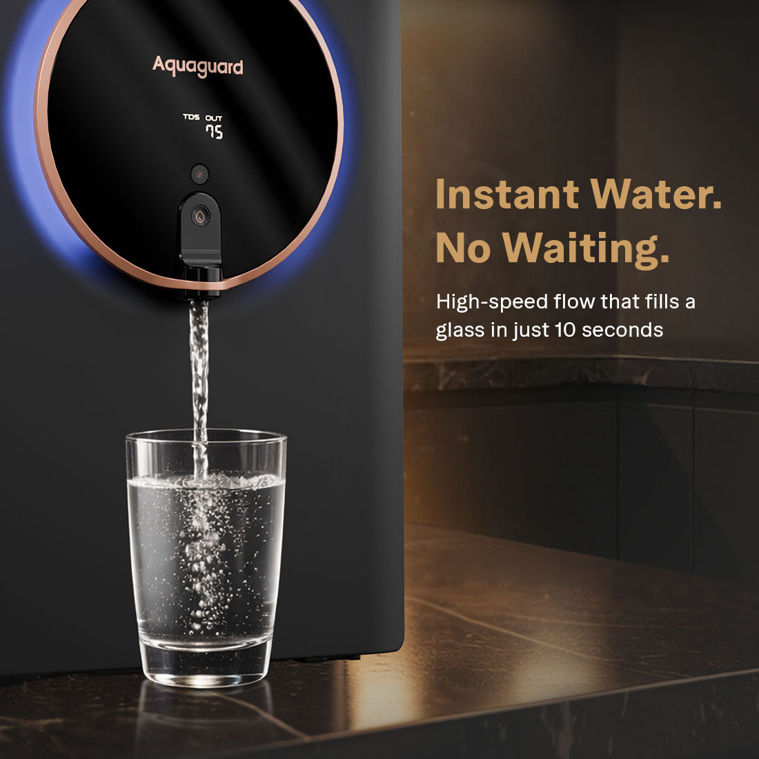 Aquaguard Aspire Halo 2X RO+UV+CU+Alkaline Water Purifier | Stainless Steel Tank | NanoPore Long-Life Filter | 2 Year Filter Life | Water Quality Indicator | Mega Sediment Filter