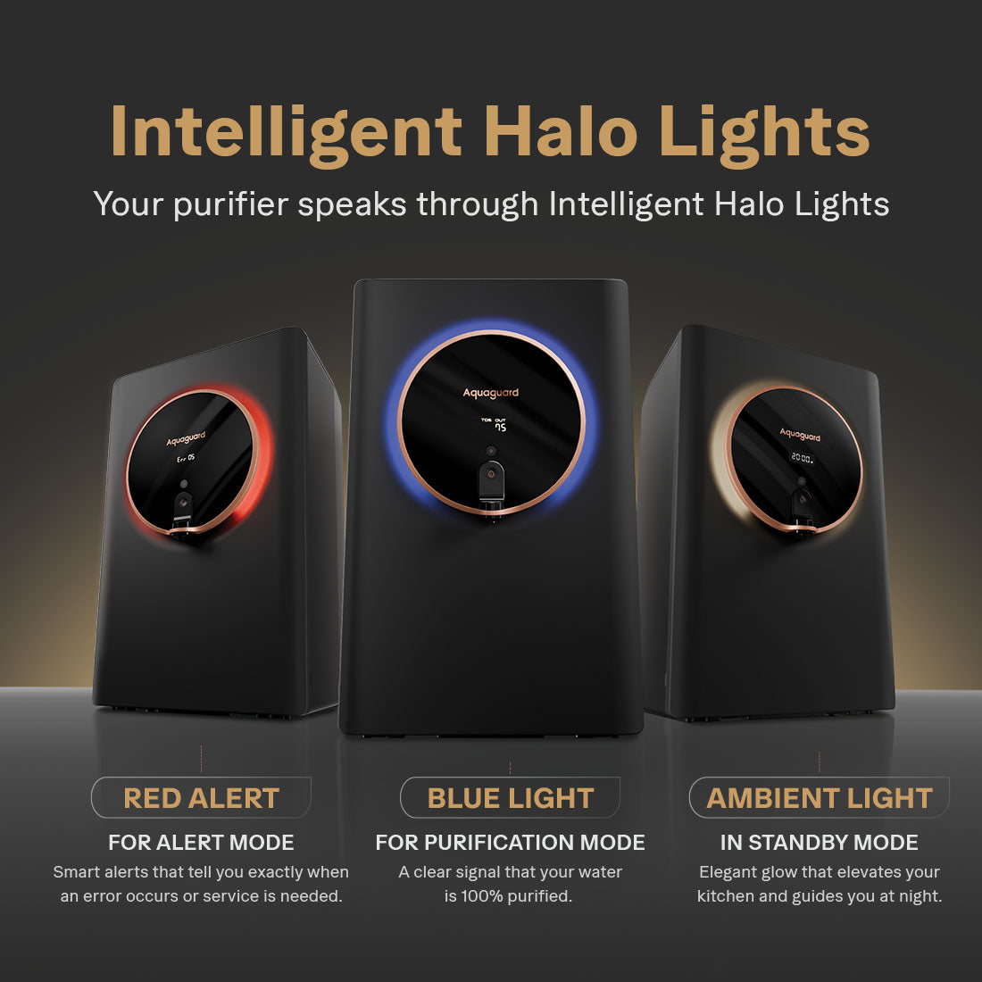 Aquaguard Aspire Halo 2X RO+UV+CU+Alkaline Water Purifier | Stainless Steel Tank | NanoPore Long-Life Filter | 2 Year Filter Life | Water Quality Indicator | Mega Sediment Filter