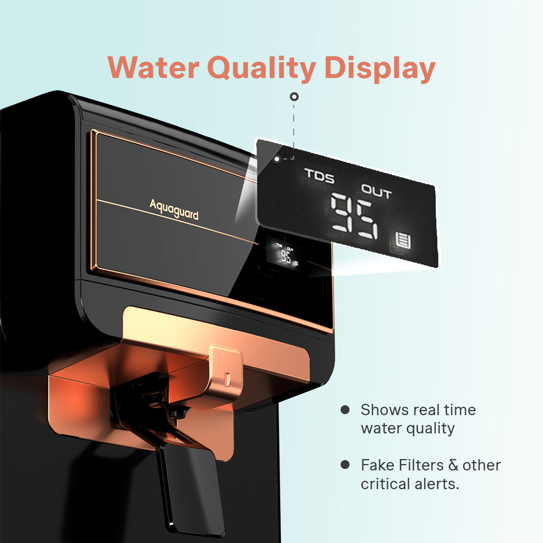 Aquaguard Enrich Senza 2X RO+UV+WQI Water Purifier| Active Copper Technology | NanoPore Long-Life Filter | 2 Year Filter Life | Real-Time Water Quality Display | Mega Sediment Filter | Suitable for All Water Sources