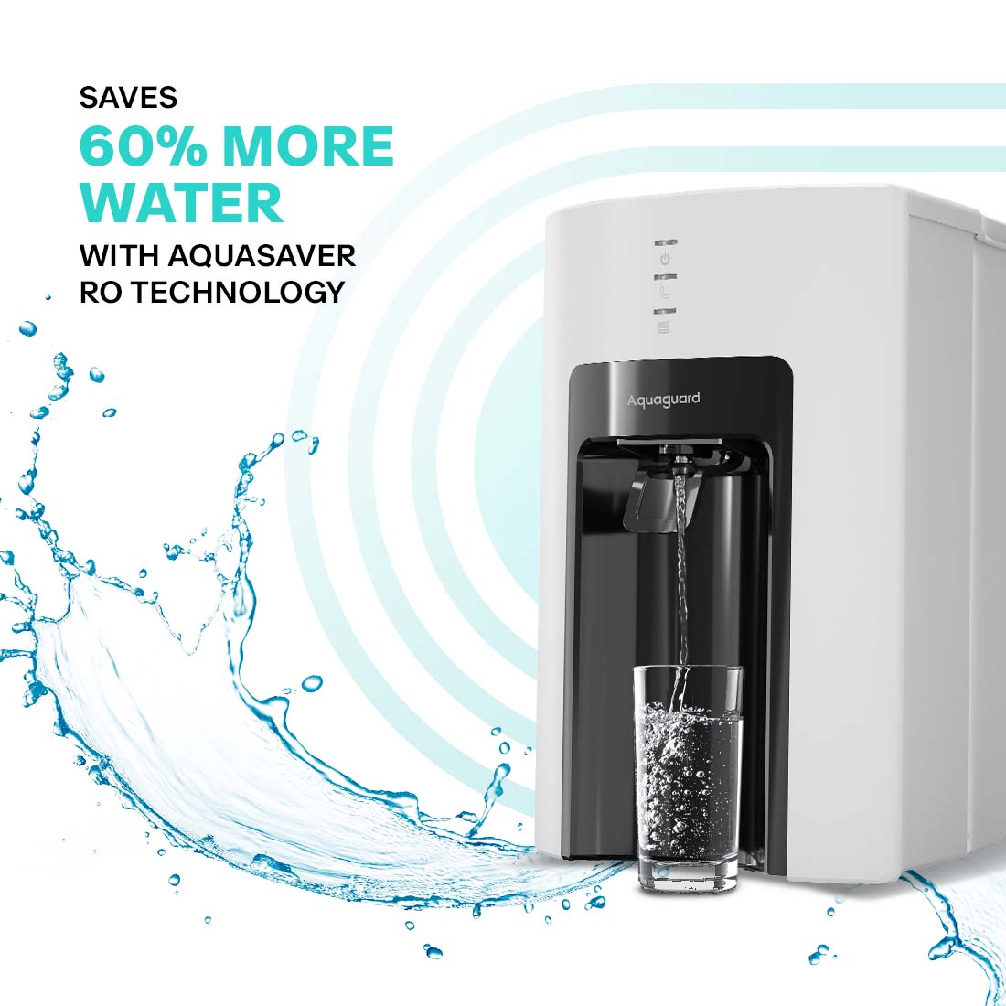 Aquaguard Sure Champ RO+UV Stainless Steel Aquasaver Water Purifier | 5L Storage | 6000L Filter Life | TDS Up to 2000mg/L | Pre Filter | i-Filter | Chemi-Block | HR RO Cartridge | UV E-boiling | Wall Mounted / Table Top