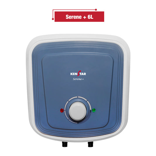Kenstar Serene Plus 6L: IPX4 8-Bar High-Rise Ready Water Heater with Blue Sapphire Glassline Tank & Shockproof Plastic Body-KEN3776155