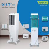 SYMPHONY DIET 35T Personal Tower Air Cooler | Slim & Tall Design | 35-Litre Tank Capacity | 165W Power Consumption | Suitable for Rooms up to 15 m² | Auto Louver Movement | Powerful Blower | Cellulose Cooling Media | Cool Flow Dispenser