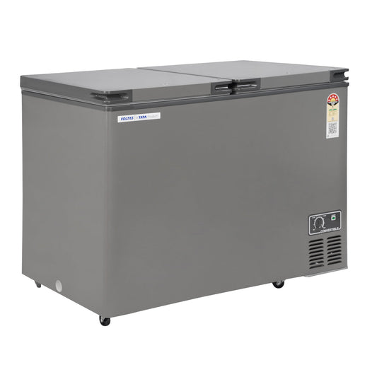 Voltas 360L/345L 5-Star Double Door Hard Top Convertible Deep Freezer, Grey- CVF360DA5-W-PL