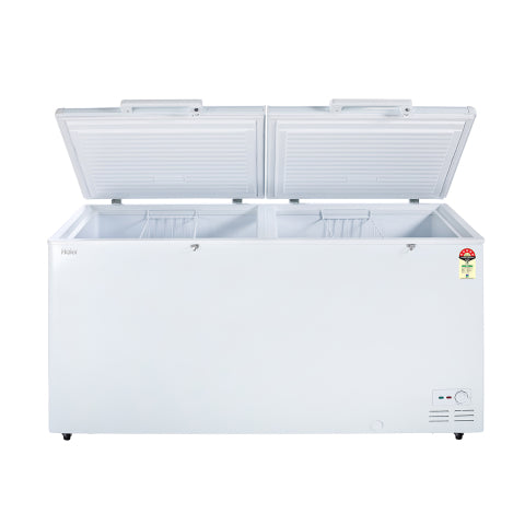 Haier 400 Litres 5 Star Double Door Convertible Deep Freezer, 5 Side Freezing, Dual Condenser, inside metal liner (White, HFC-400DM5, 5 Star)