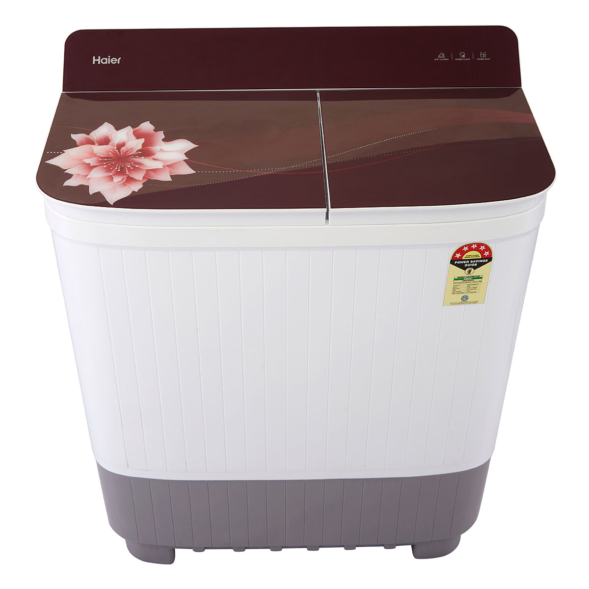 Haier 7.5 kg 5-Star Semi-Automatic Top Load Washing Machine | Anti-Bacterial Vortex Pulsator | Softfall Toughened Glass Lid | 4D Magic Filter | 1300 RPM High Speed Spin Dry (HTW75-178BBK, White)