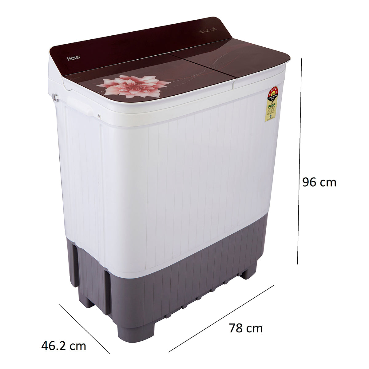 Haier 7.5 kg 5-Star Semi-Automatic Top Load Washing Machine | Anti-Bacterial Vortex Pulsator | Softfall Toughened Glass Lid | 4D Magic Filter | 1300 RPM High Speed Spin Dry (HTW75-178BBK, White)