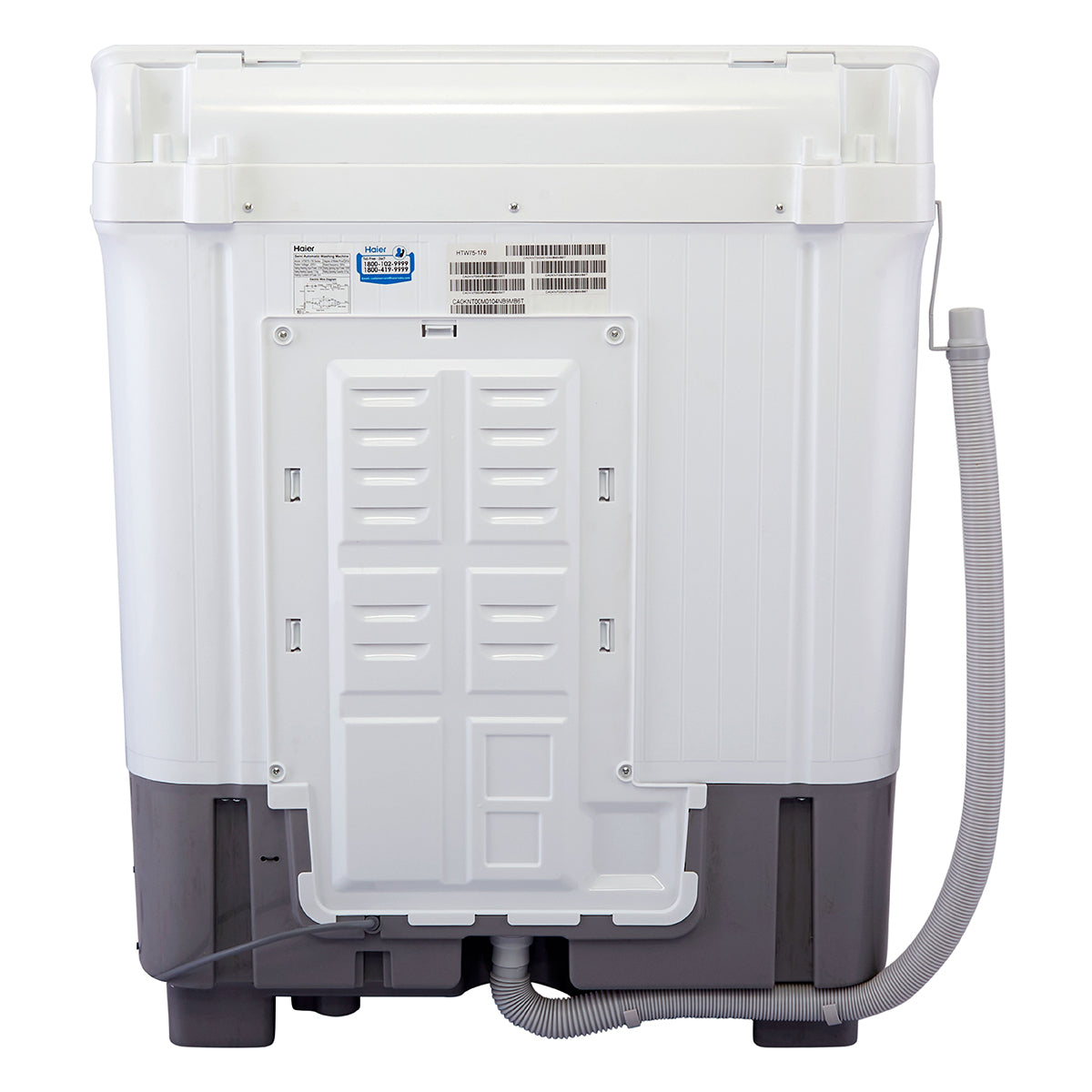 Haier 7.5 kg 5-Star Semi-Automatic Top Load Washing Machine | Anti-Bacterial Vortex Pulsator | Softfall Toughened Glass Lid | 4D Magic Filter | 1300 RPM High Speed Spin Dry (HTW75-178BBK, White)