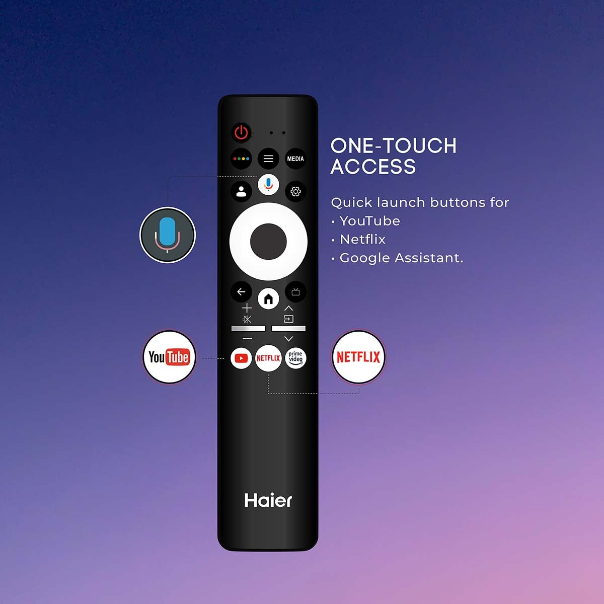 Haier 55" (140cm) 4K Ultra HD | Dolby Vision, HDR 10 | Dolby Atmos | Google TV OS with AI Smart Voice Google Assistant | Google Chromecast Built-in | 4 HDMI Ports & 2 USB Ports | 2GB RAM & 32GB ROM |  Voice Remote & Wireless Connectivity-55P7GT-P