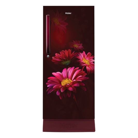 Haier 190L 3 Star Direct Cool Refrigerator with Toughened Glass Shelves, Storage Base Stand, Red Hilton (HRD-2103PRH)