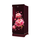 Haier 190L 5-Star Inverter Direct Cool Single Door Refrigerator with Flower Finish, Toughened Glass Shelves, and External Handle-(Red Blossom, HRD-2105PRBA-P)